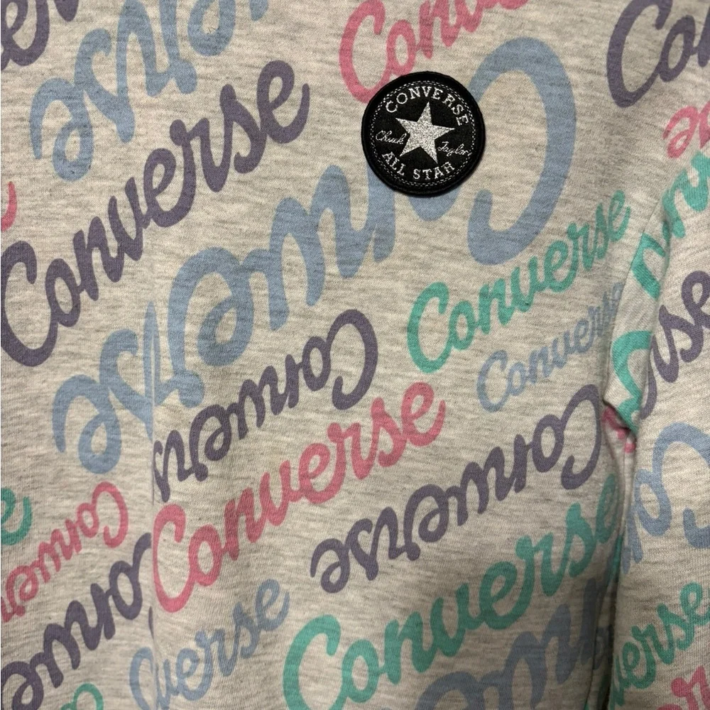 Converse Girl’s Heather Gray‎ Pullover Hoodie with Pastel Script